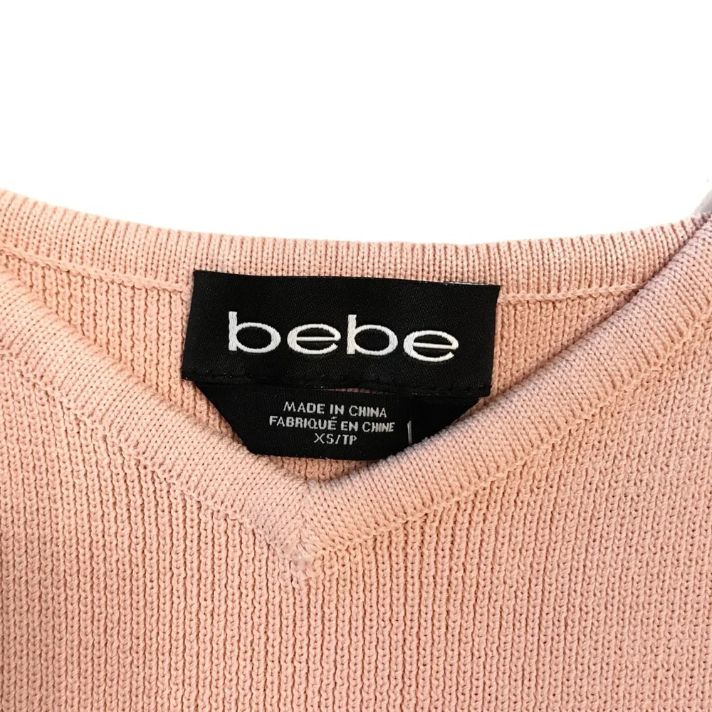 πHPπ bebe Pastel Pink Sleeveless Cropped Sweater Top with Ruffles - Picture 5 of 8